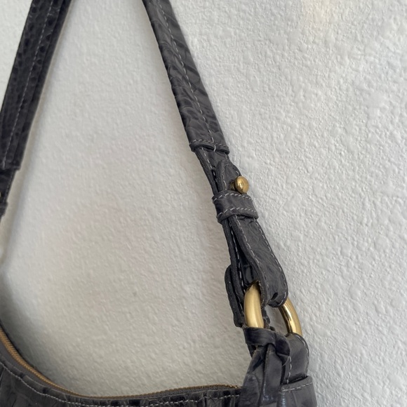 Brahmin Dark Charcoal Gray Croc Handbag